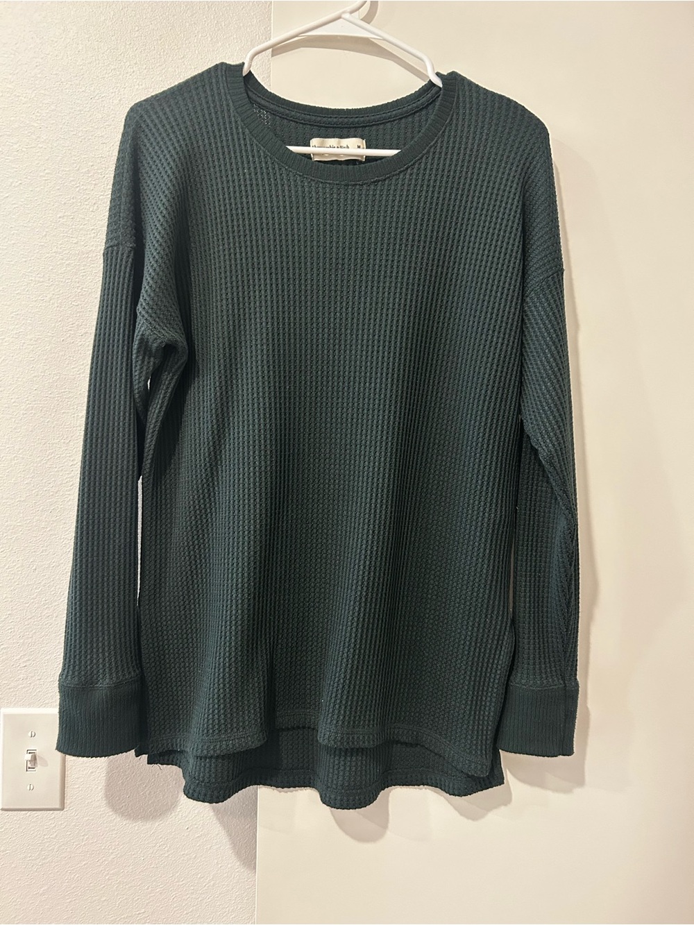 Abercrombie & Fitch Long Sleeve Waffle Knit Shirt - Dark Green